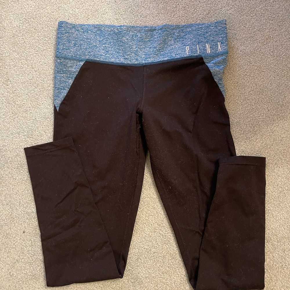Victorias Secret Pink Black and Blue Yoga Leggings